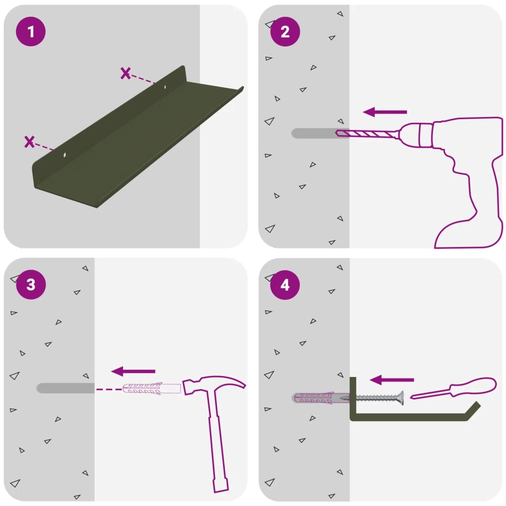 Mensola sospesa 2 pcs Verde oliva 30 x 9 x 2,5 cm Acciaio 8003944