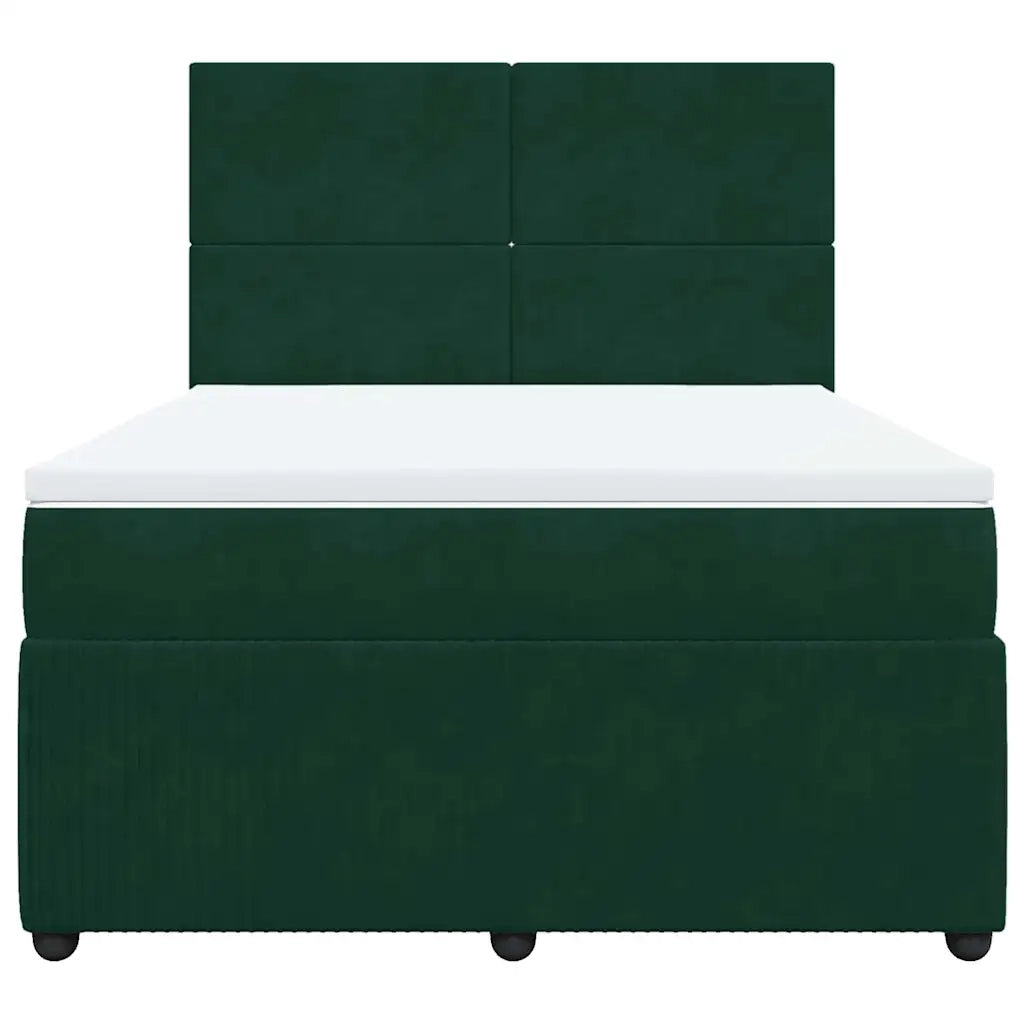 Giroletto a Molle con Materasso Verde Scuro 140x200 cm Velluto 3292355