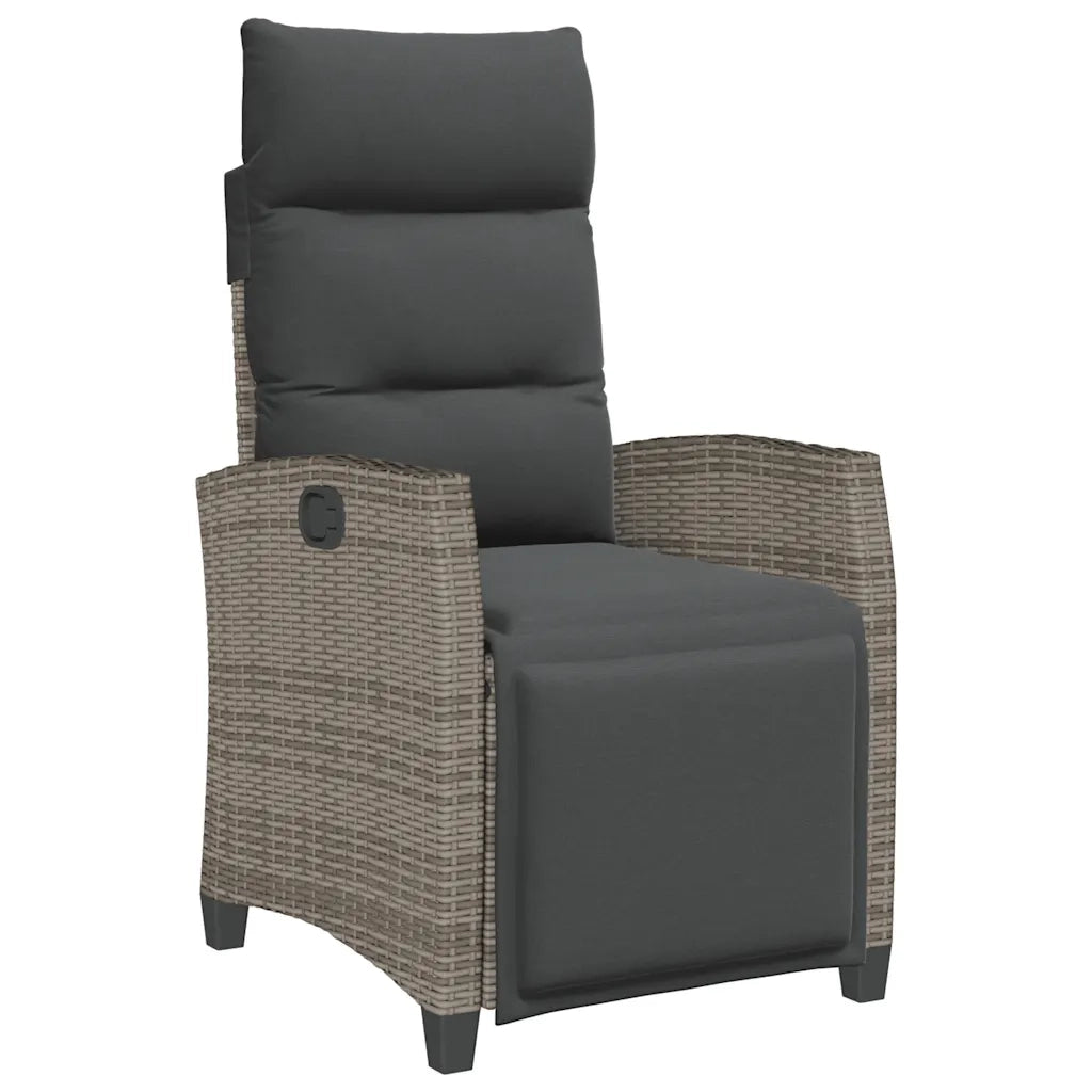 Sedia Reclinabile da Giardino | Sedie da Esterno con Tavolino Grigio Polyrattan