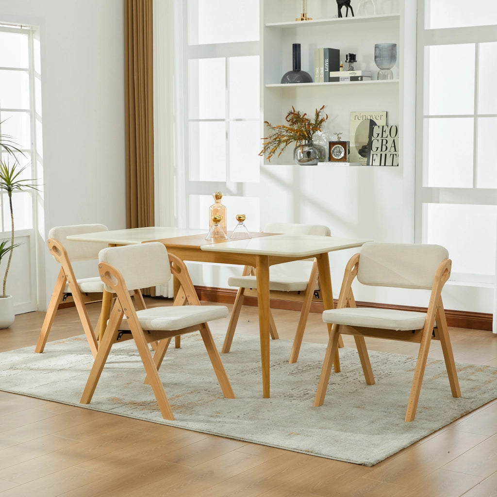 SEDIA Pieghevole Imbottita in Legno di Faggio Beige