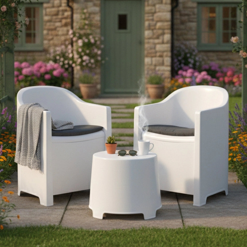 Salottino Outdoor Artax, set Salotto da Esterno 2 Posti Made in Italy, Bianco