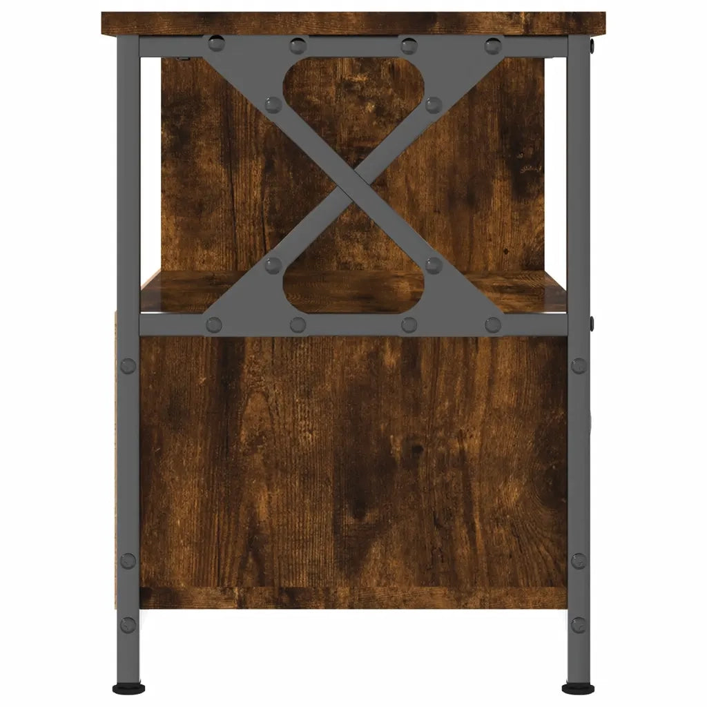 Mobile TV-Credenza per TV Rovere Fumo 90x33x45 cm in Legno Multistrato e Ferro