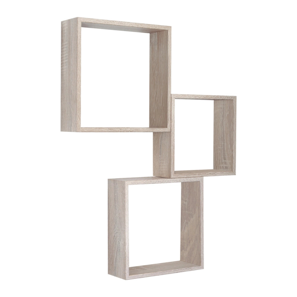 Set di 3 Mensole da Muro Modello INCUBO SLIM, Cubi Arredo, Mensole Cubo, Cubi da Parete. Misure 30x30x10cm 27x27x10cm e 24x24x10cm. Finitura ROV.SAGERAU - MADE IN ITALY