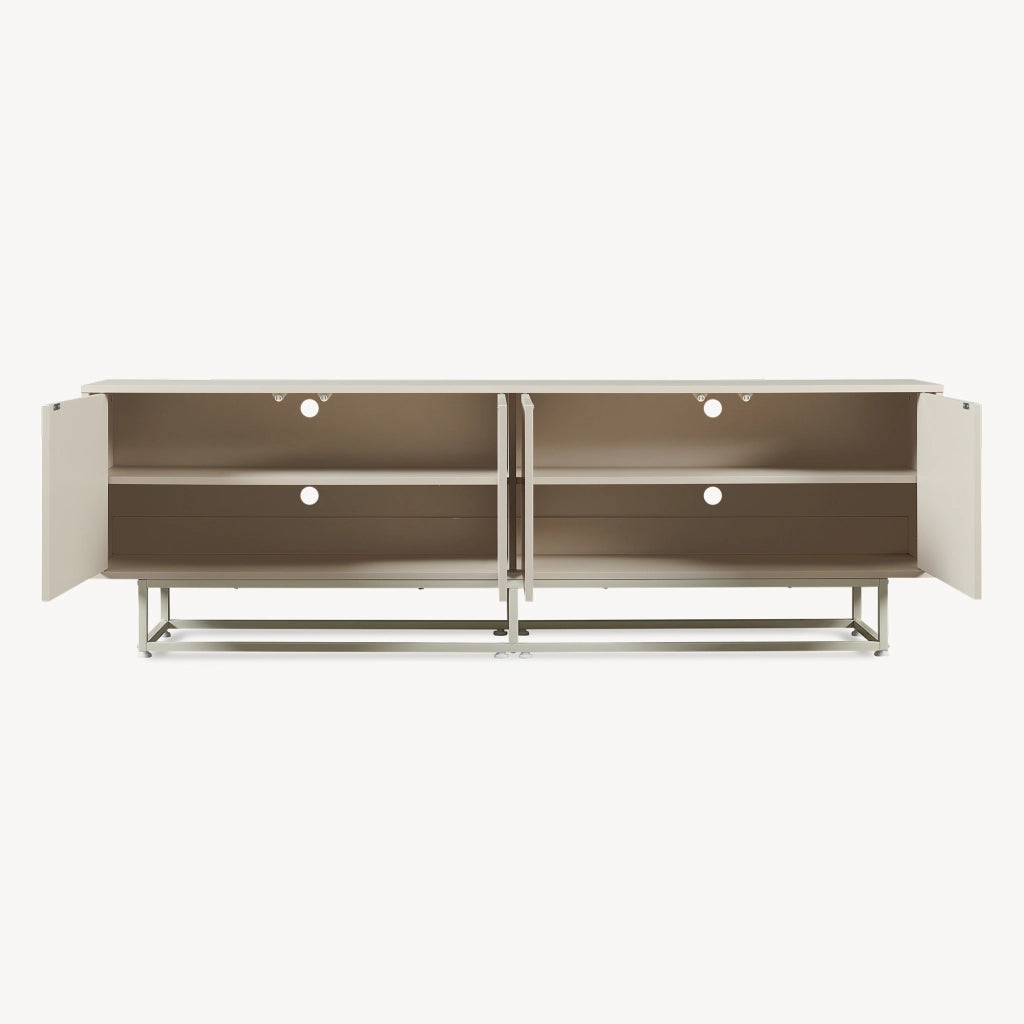 Armadietto Boxholm Credenza Bassa con 4 Ante Push-Open 180x30x56 cm Avena Oatmeal [en.casa]