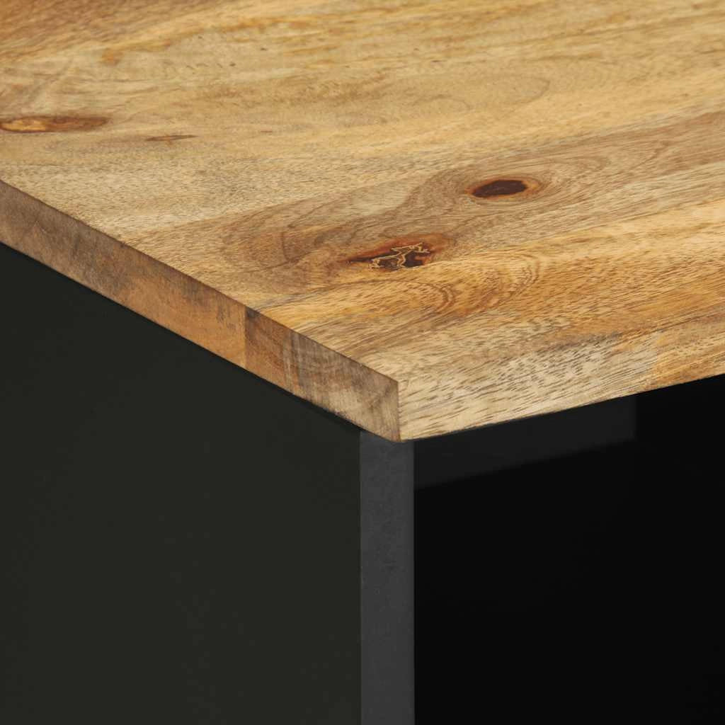 Mobile TV industriale con contenitore 80 x 33,5 x 46 cm legno massello nero 02_0057836