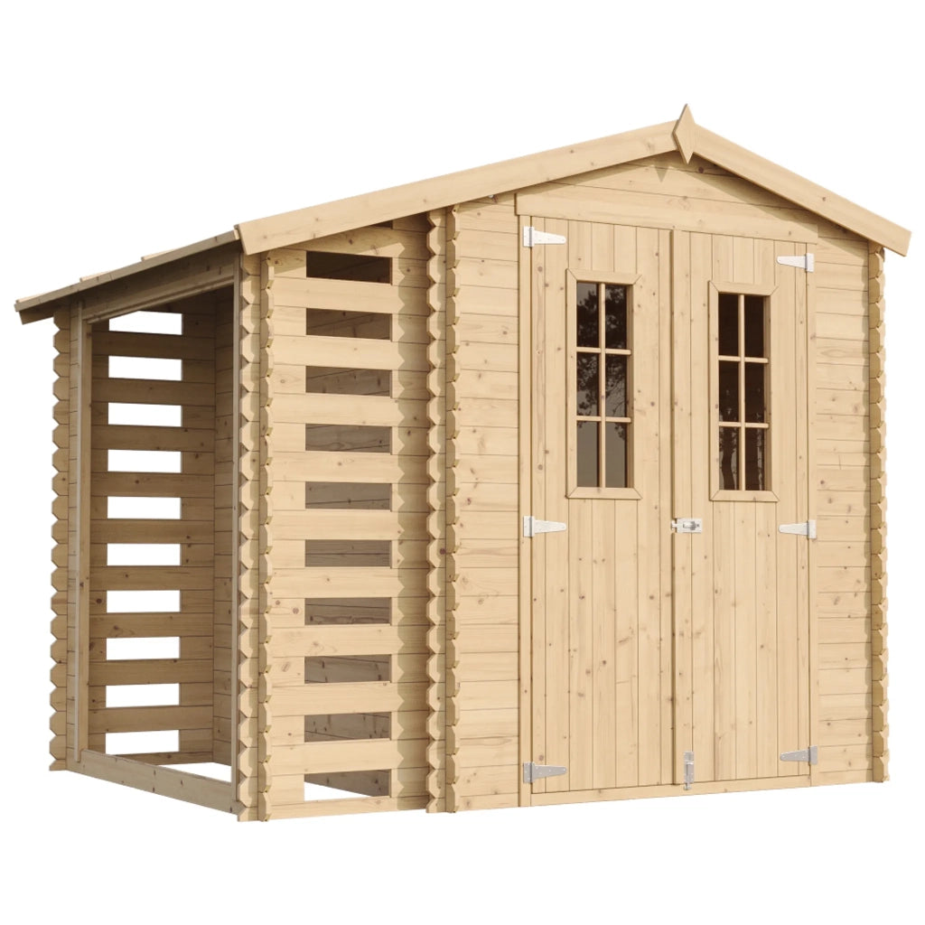 Casetta da Giardino in Legno con Legnaia da Esterno - 3,53 m2 + 0,97 m2 - TIMBELA M386C