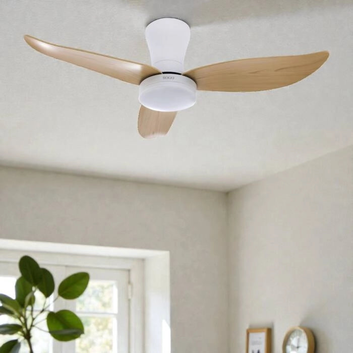 Ventilatore da soffitto 90 cm con luce LED 30W, 6 velocità, motore DC 18W, telecomando e timer - SOGO