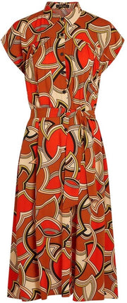 Abito da donna con colletto a scollo - Abito midi - Silhouette flatterante - Disegno grafico - Stile eterno - Ideale per uso quotidiano