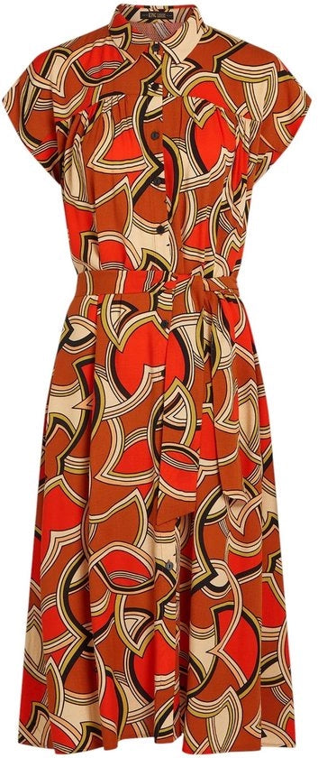 Abito da donna con colletto a scollo - Abito midi - Silhouette flatterante - Disegno grafico - Stile eterno - Ideale per uso quotidiano