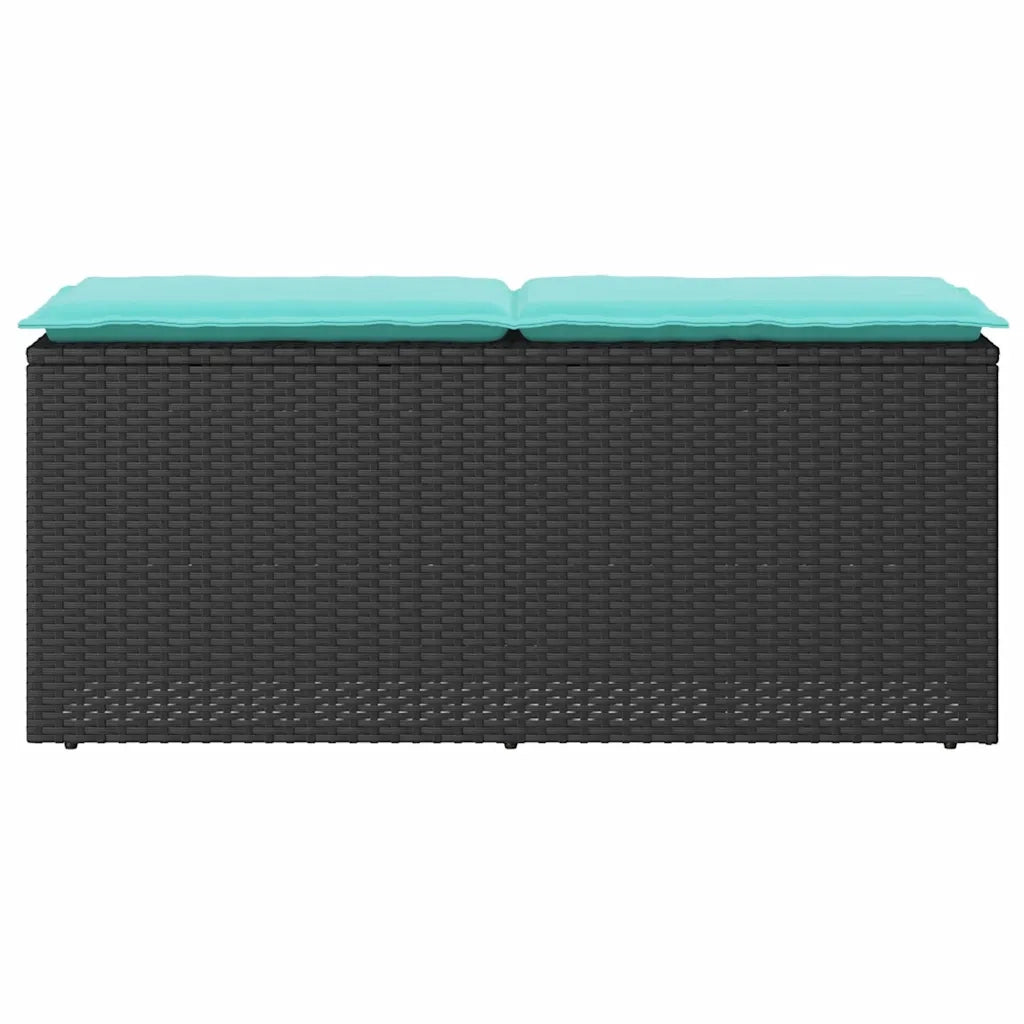 Panca da Giardino con Cuscino Nera 110x40x44 cm in Polyrattan 4104153