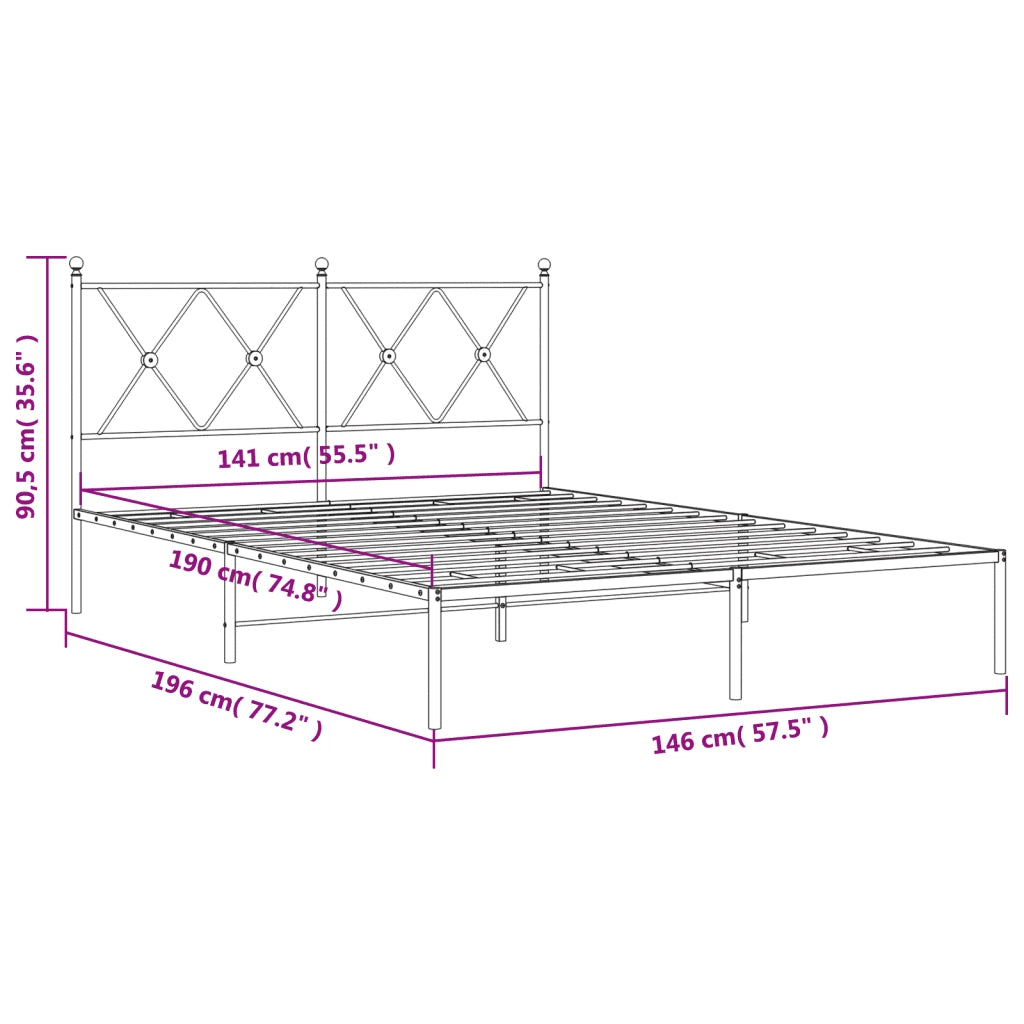 Giroletto con Testiera in Metallo Nero 140x190 cm