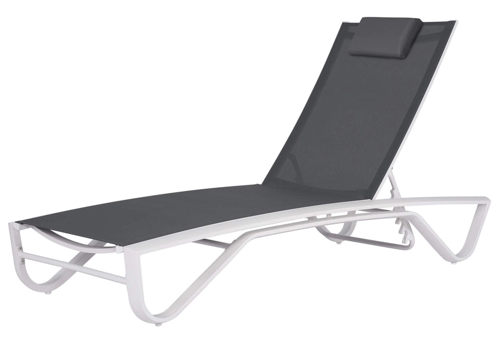 Lettino Prendisole da Giardino 190/175x69,5x32,5/98 cm in Alluminio e Textilene Grigio