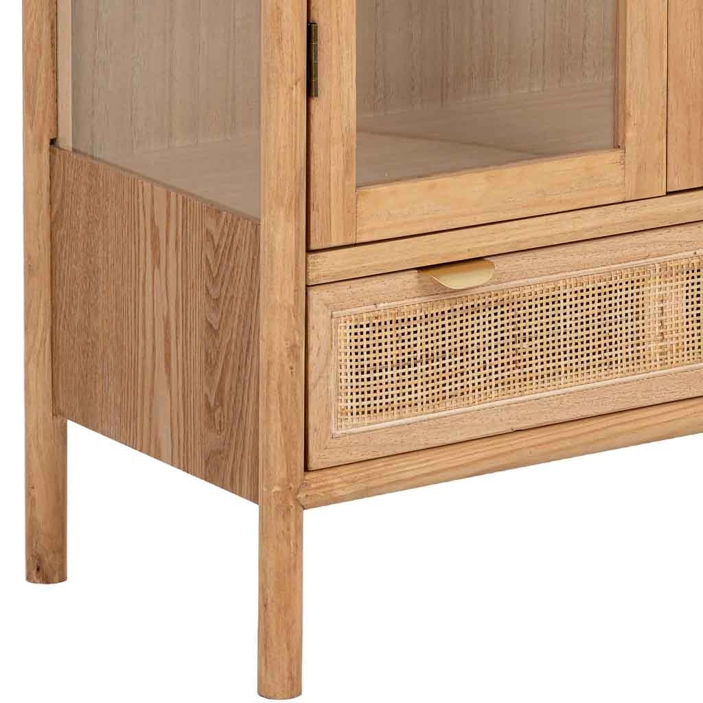 Vetrina in legno e rattan marrone 72x40.5x160h cm