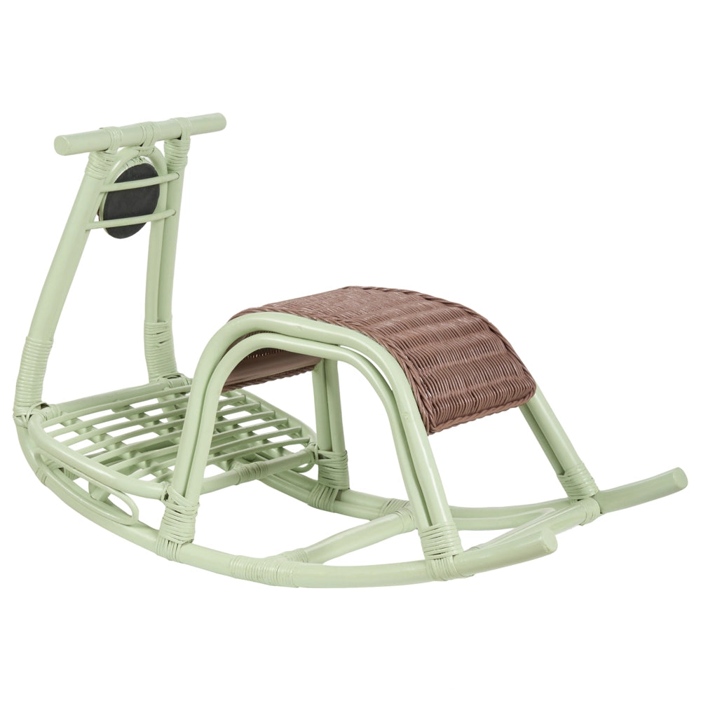 Sedia a dondolo per bambini Verde chiaro Rattan Boho Rustico Indoor per Patio