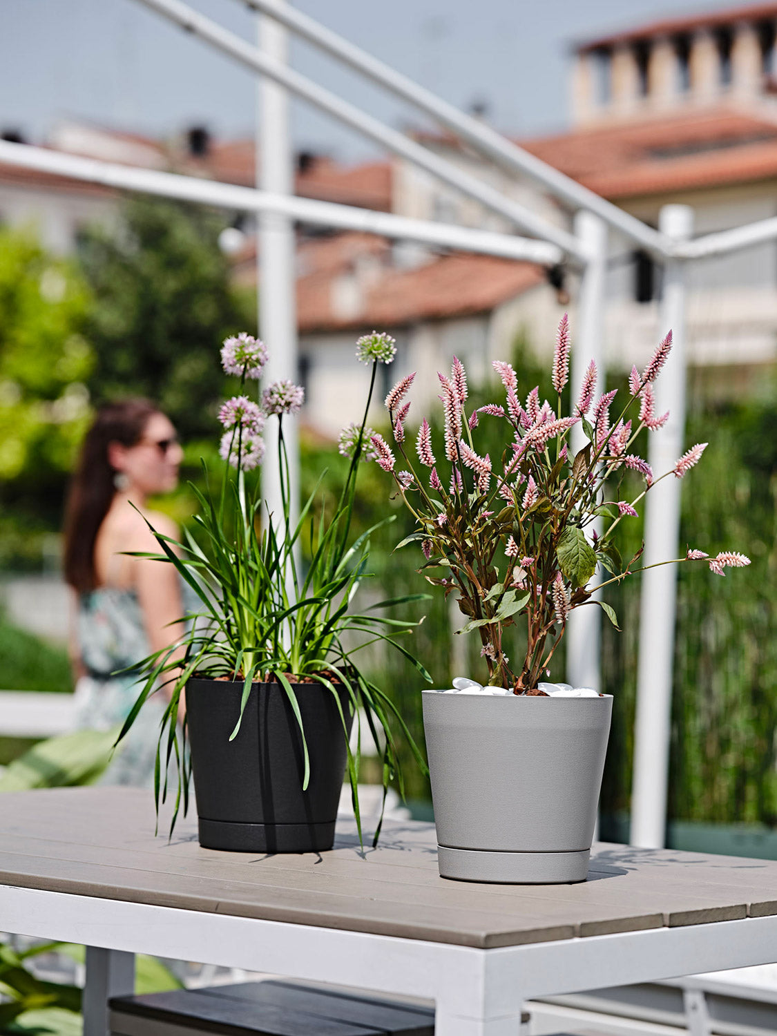 Vaso da Interno e Esterno Ø24x22cm in Polipropilene Orione 24 Fog Grey Grigio Chiaro