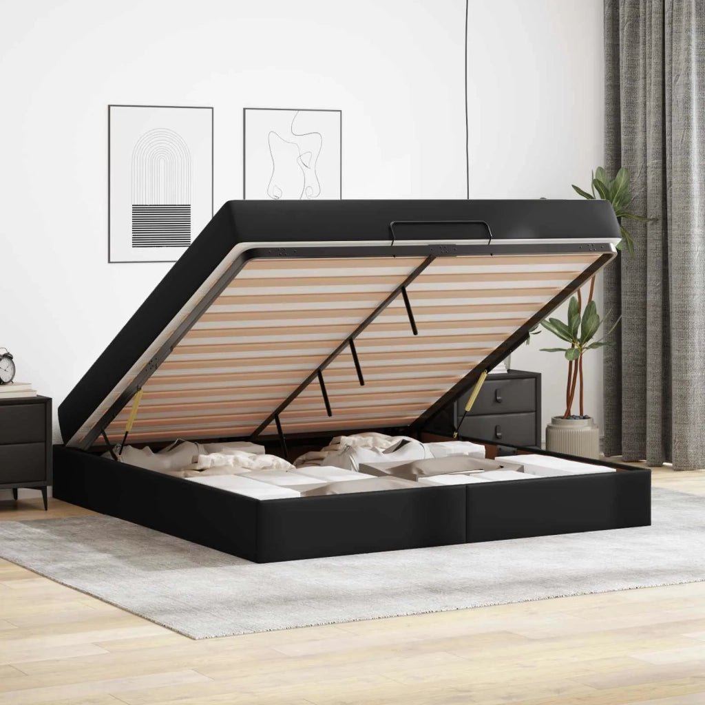 Struttura letto con materasso con materasso 2 pcs Nero PVC