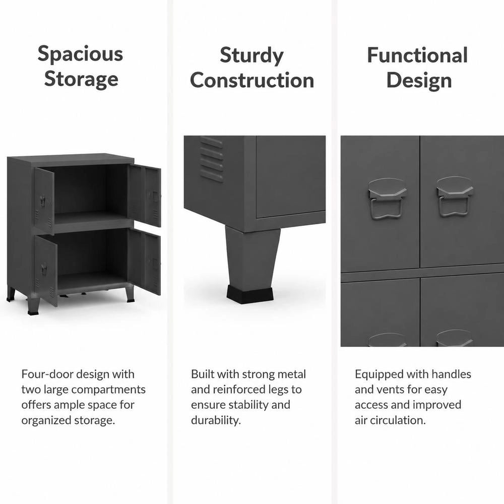 Storage Chest, Industrial Style, Anthracite, 75x40x80 Cm, Steel