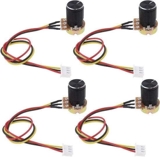 Rotary Speed Potentiometer Verstelbaar - 4 pezzi - Schakelaar con Regolatore di Velocità - Capotasto in Lega di Alluminio - Accessori per Cavi e Filo