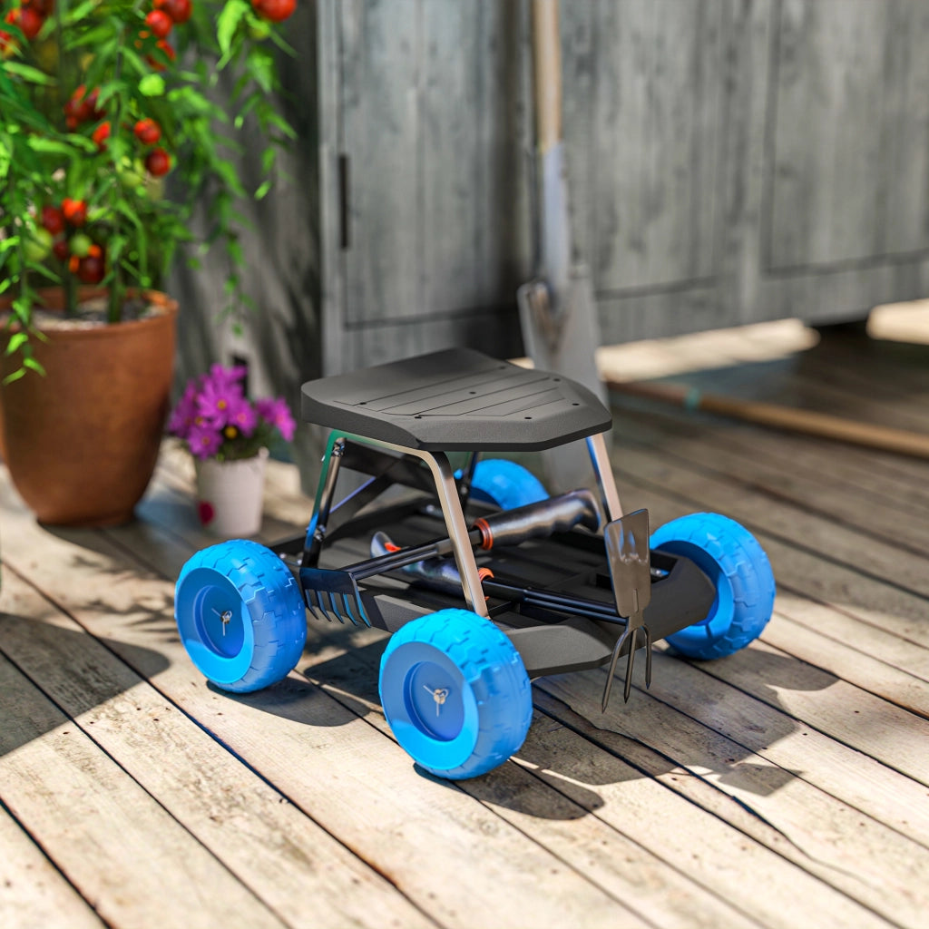 Sedia da giardino rotelle ¨C zephmum ¨C blu 50x49x32 cm