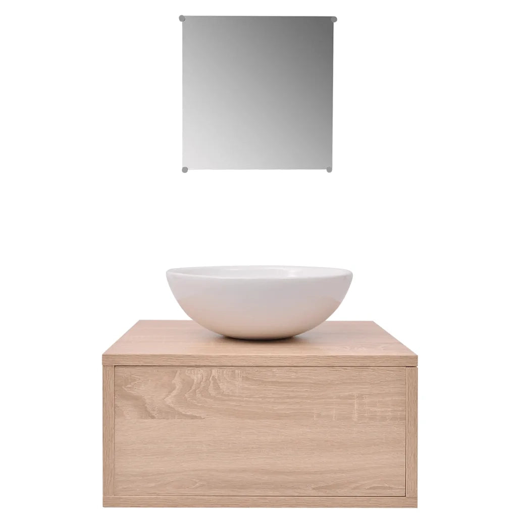 Mobili da Bagno | Armadio da bagno con Lavabo Set 3 pz Beige