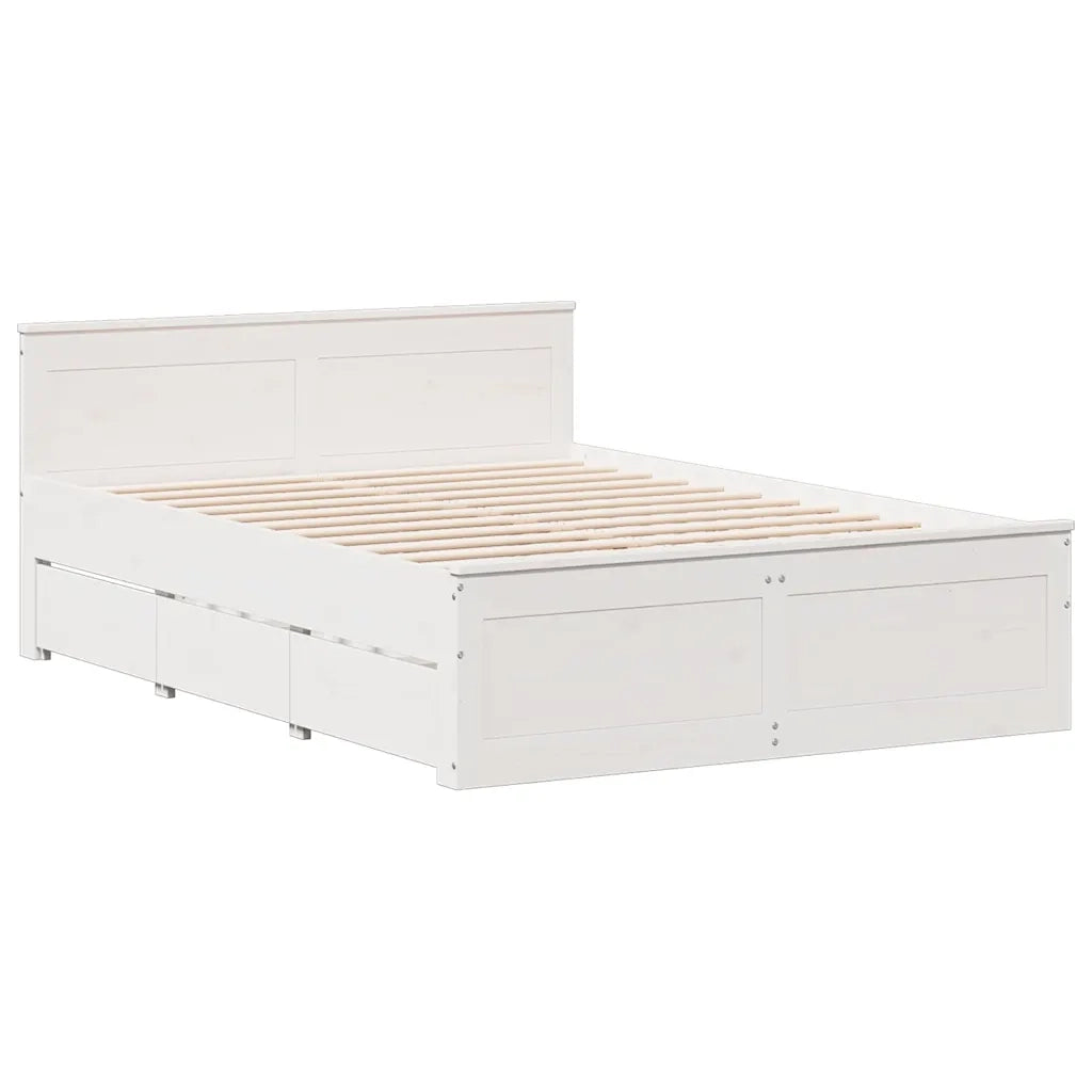 Letto Libreria senza Materasso Bianco 140x200 cm Legno di Pino