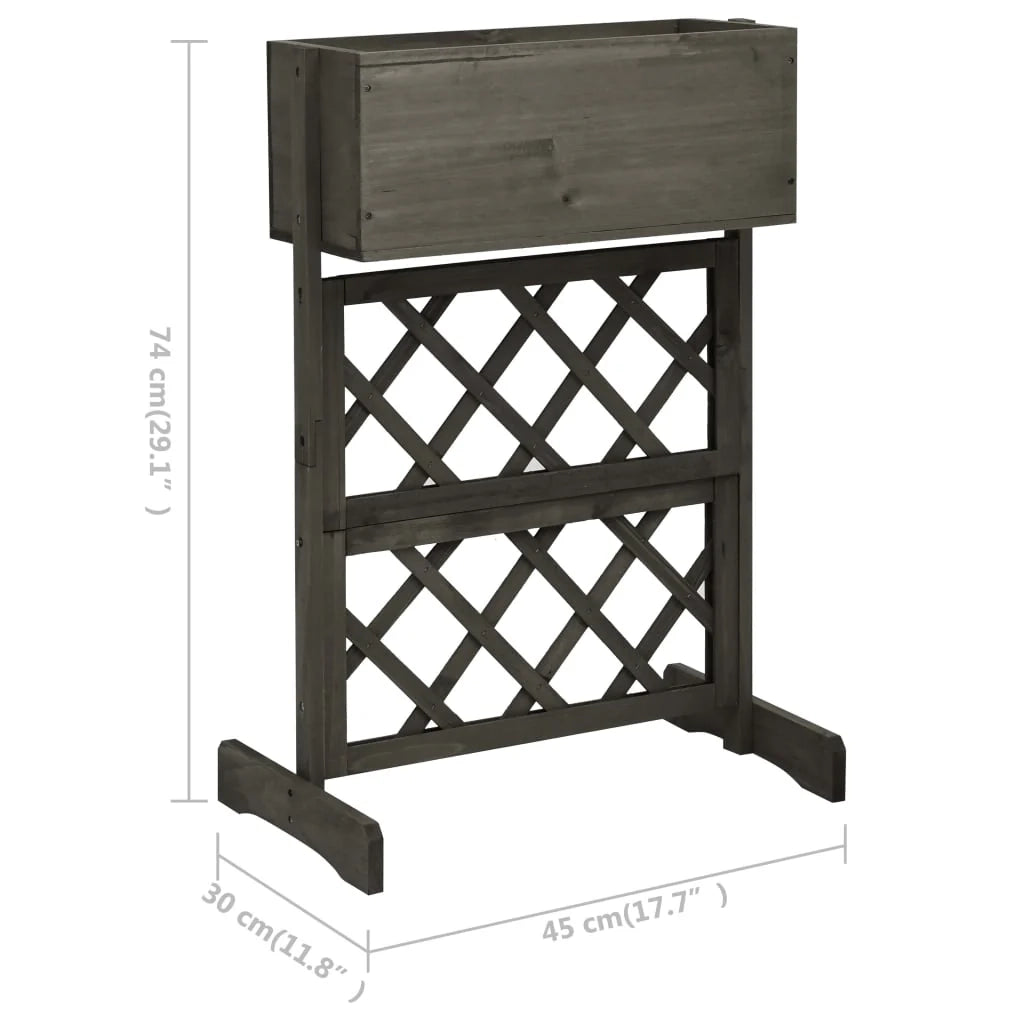Fioriera da giardino a traliccio grigia 45 x 30 x 74 cm in legno di abete 02_0000874