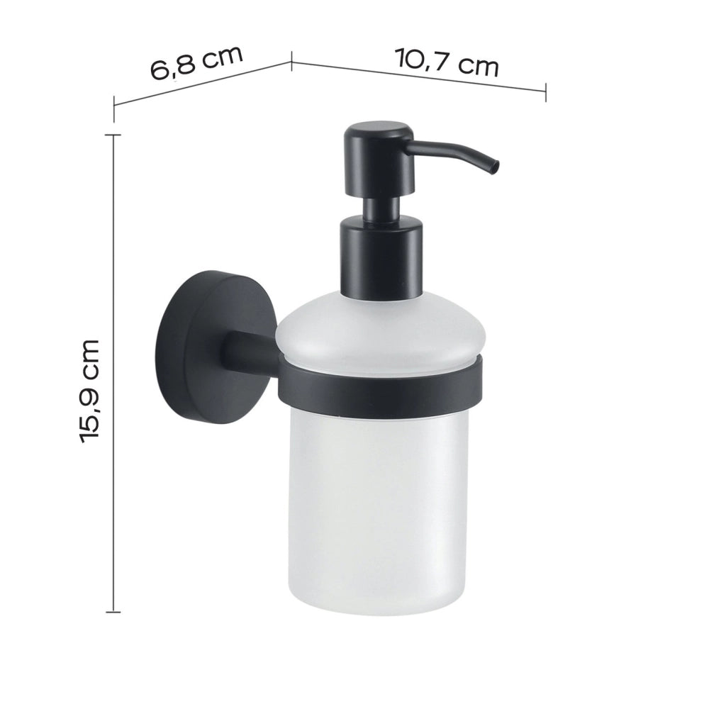 Dosasapone con erogatore in acciaio da muro in acciaio inox e Cromall 2381 Gedy serie EROS Nero Matt