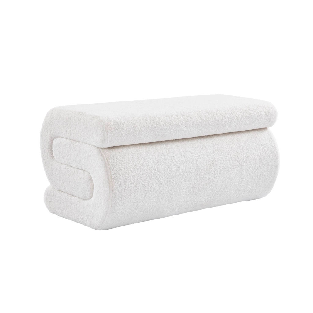 Panca in bouclé 1-2 posti, crema