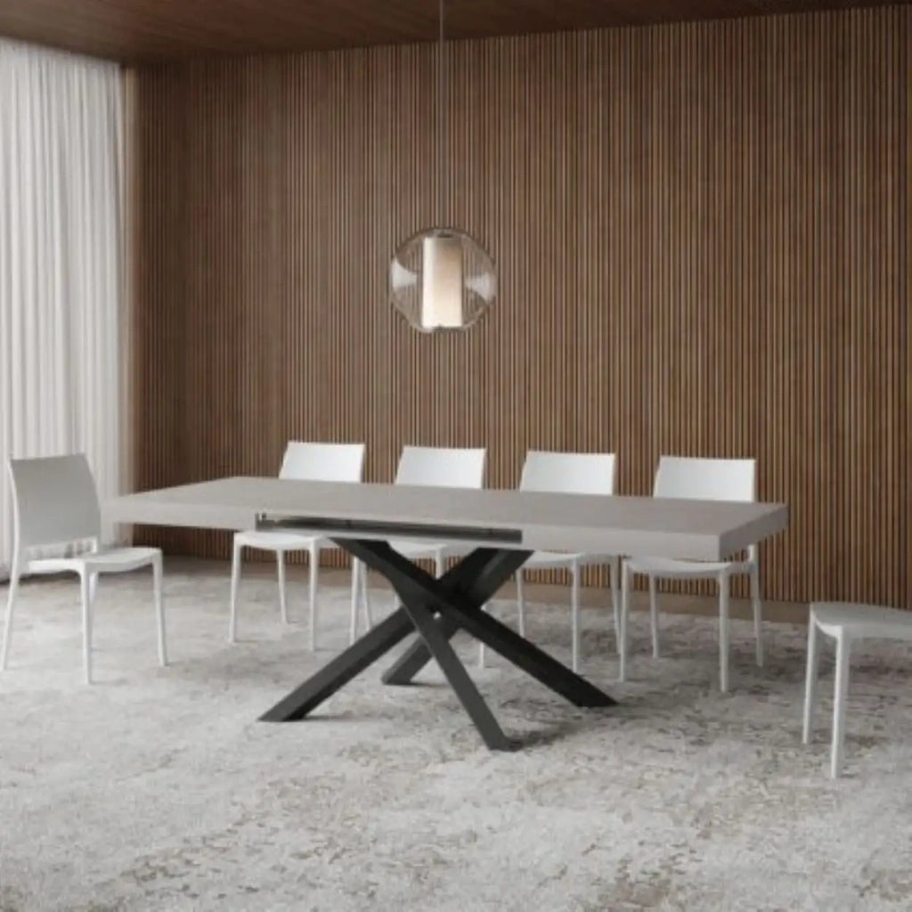 Tavolo allungabile 130/390x90 cm Volantis cashmere telaio Antracite