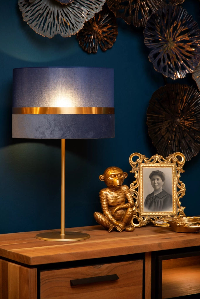 Lampada da tavolo in lino blu oro E27 Extravaganza Lucide