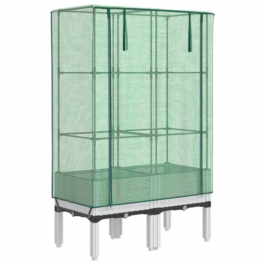 Fioriere | Cassetta per fiori | Letto Rialzato con Copertura Serra Effetto Rattan 80x40x140 cm