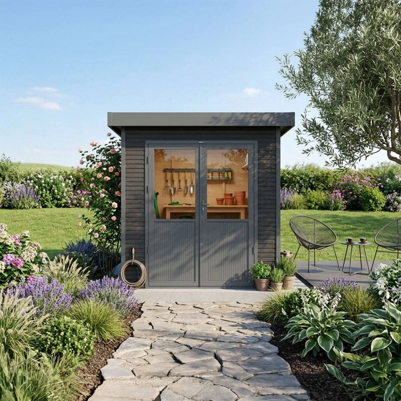 Casetta da giardino in legno composito Onyx 22 - 4m² - Grigio