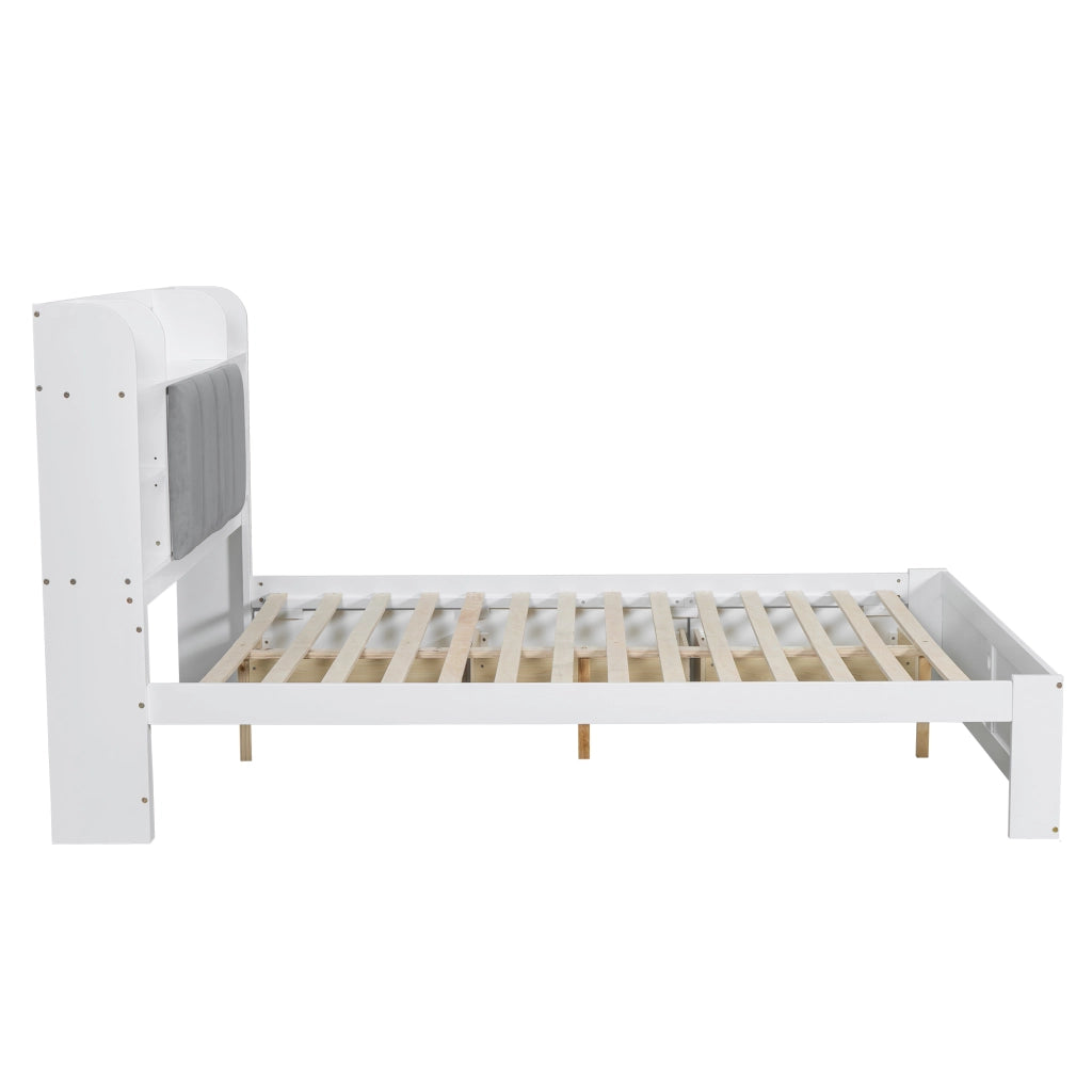 Letto con cassetti 2 posti con 3 cassetti, ripiani aperti e vano con anta ribalta, 160 × 200 cm, senza materasso