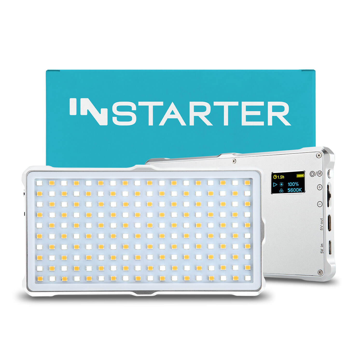Instarter LED video light & camera light bi-color in formato tascabile I Potente 12 W come luce streaming dimmerabile e luce per cellulare I Batteria ricaricabile da 2 ore per foto