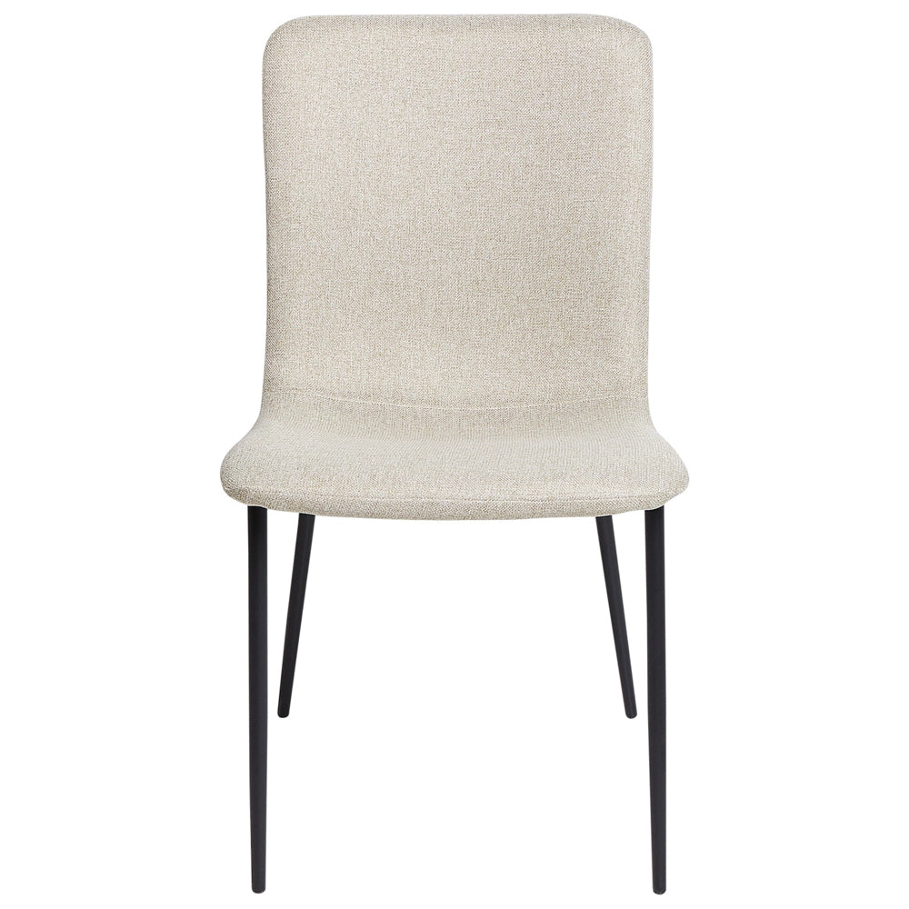 Set di 4 sedie da pranzo in tessuto poliestere Beige chiaro Sala da pranzo Gambe in ferro Elegante