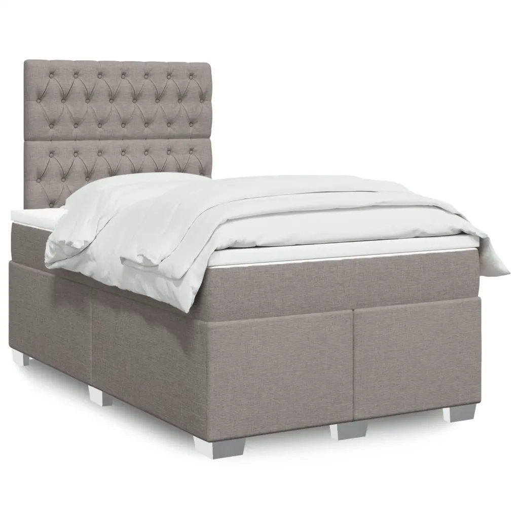 vidaXL Giroletto a Molle con Materasso Tortora 120x200 cm in Tessuto