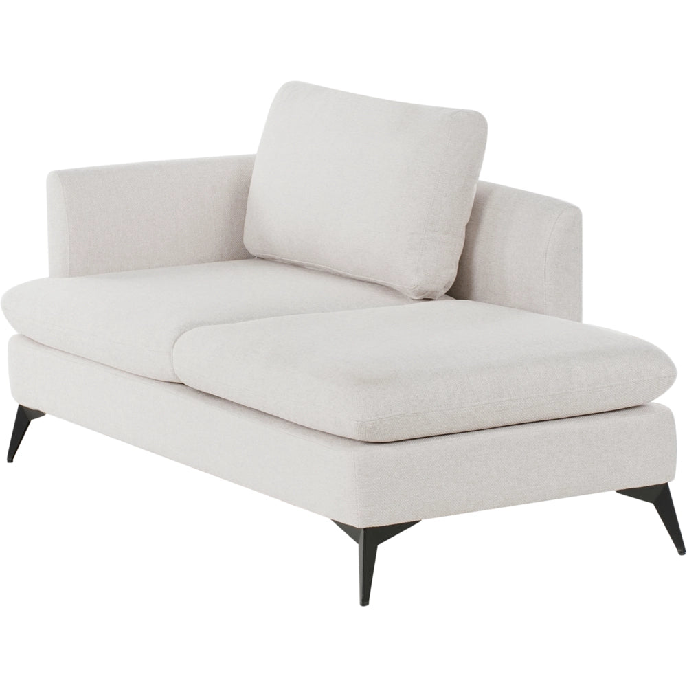 Chaise Lounge Beige Chiaro Rivestimento in tessuto poliestere lato sinistro con cuscino decorativo Gambe in metallo Soggiorno di design moderno
