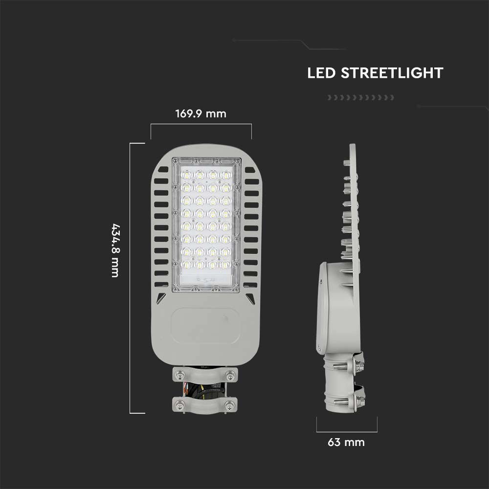 Lampione LED SAMSUNG 5 Anni di Garanzia 50W SLIM 6400K 135lm/W – V-TAC – VT-54ST-N