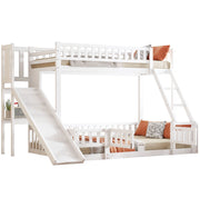 LETTO A CASTELLO 140x200 cm Bianco con scivolo e mensole