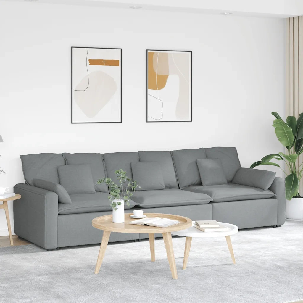 Divano Modulare con Cuscini Grigio Chiaro