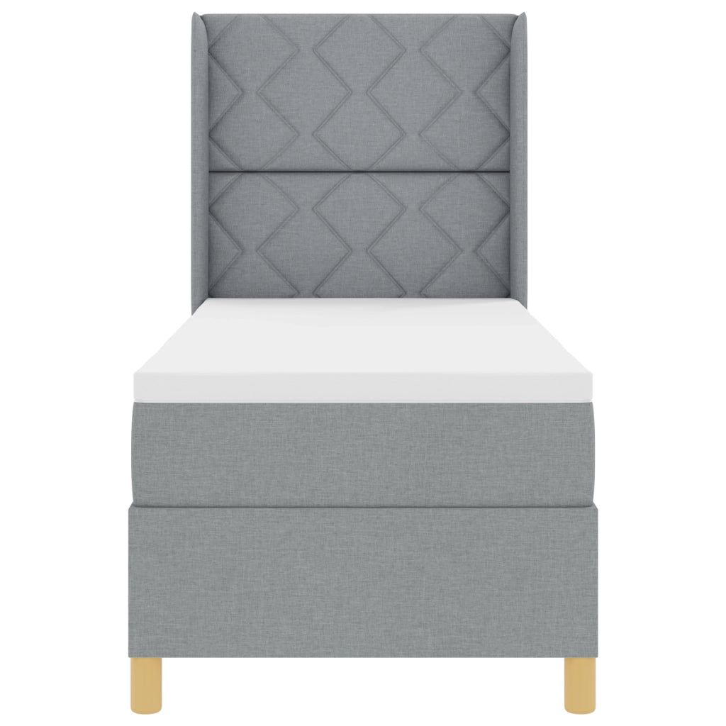Letto Box Spring con Materasso - Grigio chiaro, 80x200 cm, Tessuto