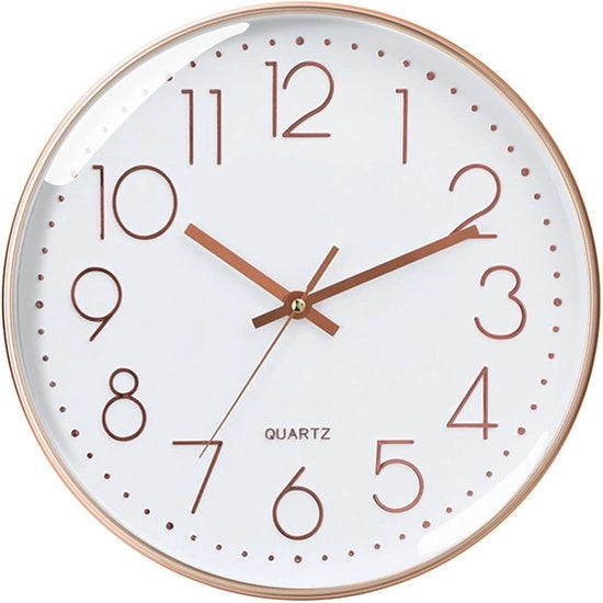 Ora Affidabile Stazione di Tempo, Moderna Stazione di Tempo Silenziosa con Quarzo Senza Scatto, 30cm, 12 Pollici per Ambiente, Ufficio, Camera (Rosso Oro)