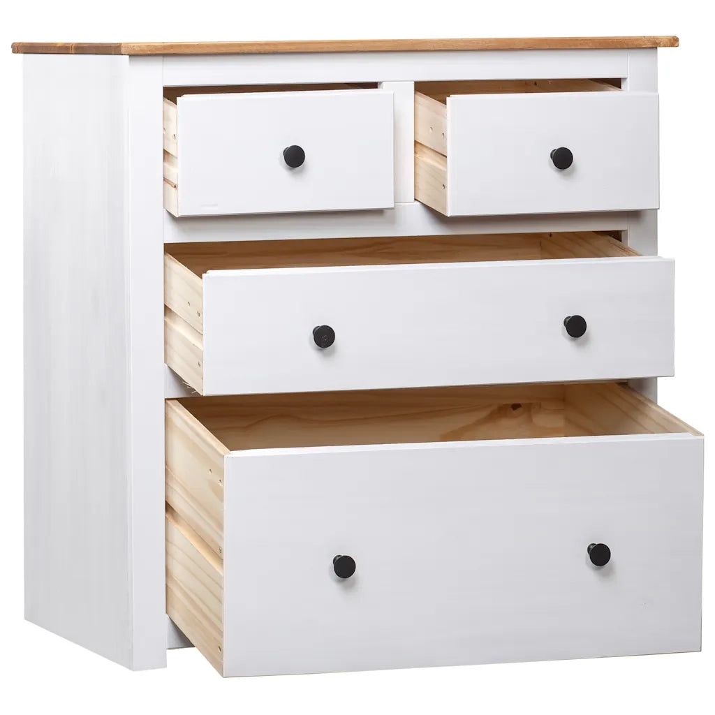Credenza-Buffet-Armadio da cucina Bianca 80x40x83 cm in Legno Massello di Pino Panama