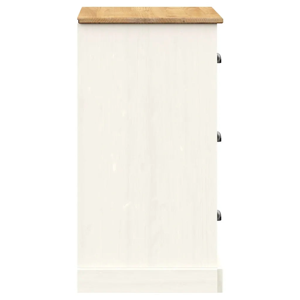 Credenza Cassetti VIGO Bianco 78x40x75 cm Legno Massello Pino 353200