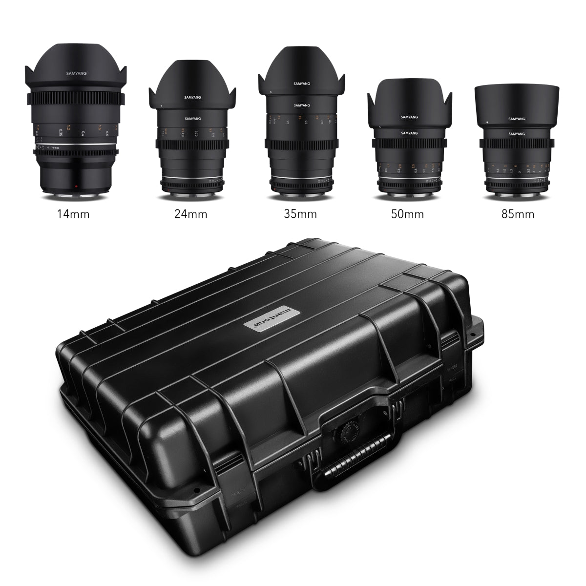 MF 14mm/24mm/35mm/50mm/85mm MK2 Custodia per obiettivi video VDSLR per MFT