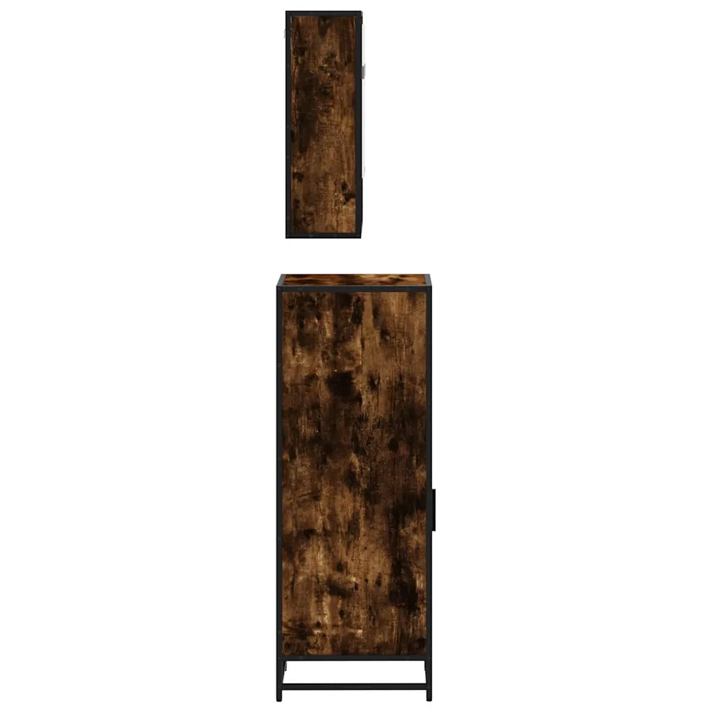 vidaXL Set Mobili da Bagno 3 pz Rovere Fumo in Legno Multistrato