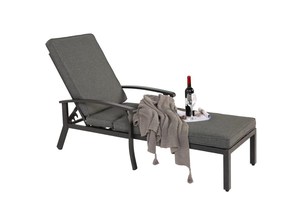 Chaise Longue da Giardino con Cuscini ¨C MINIMAL ¨C Alluminio, Grigio