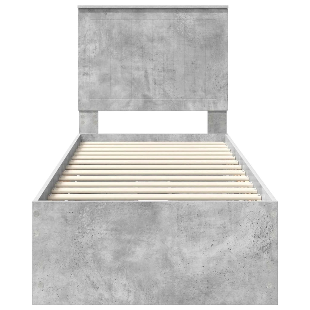 Struttura del letto con cassetto-Giroletto con contenitore-Rete del Letto Grigio cemento 75 x 190 cm 516582