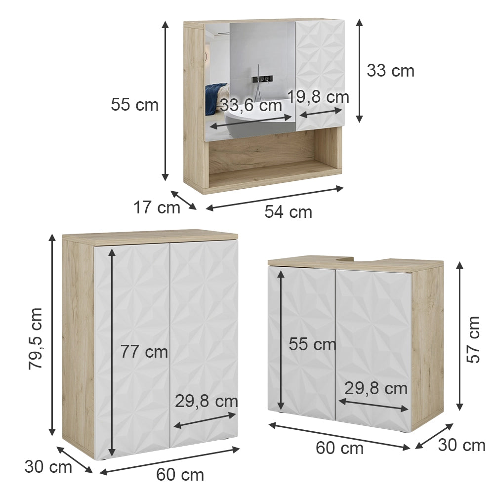 Vicco Set di mobili da bagno Bianco 3 parti