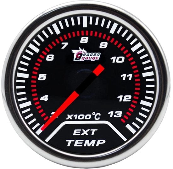 Termometro a 2 Pollici - Termometro Auto - Termometro Gas di Scarico - Strumento di Misura - Luce Bianca - Display da 52mm - Termometro di Scarico